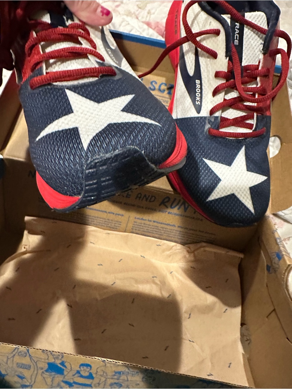 Brooks Kids Navy Sneakers with White Star and Red Accents